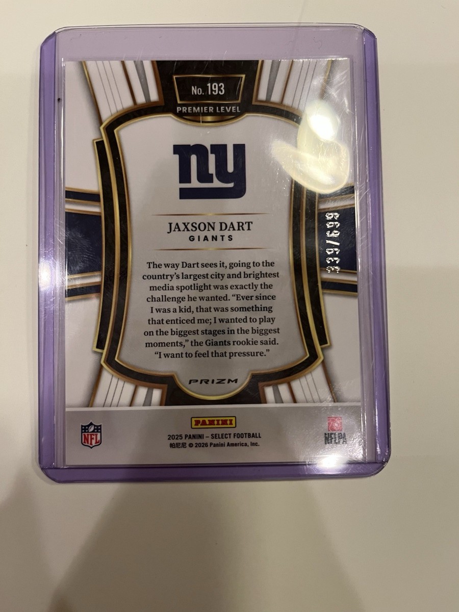 2025 Panini Select - Premier Level Jaxson Dart #193 Neon Green