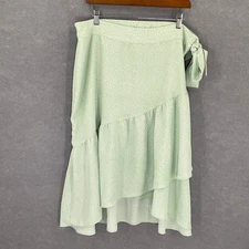 LC Lauren Conrad Green Floral Ruffle Asymmetrical Wrap Skirt Cottagecore Sz XL