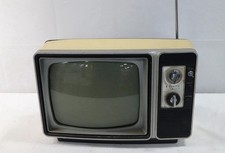 Vintage Zenith Solid State 12" Black White TV - Black- Yellow Case - J121X