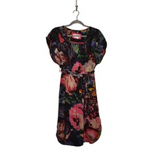 ANTHROPOLOGIE $160 V-Neck Tie Waist Astrid Needlepoint Printed Dress Small