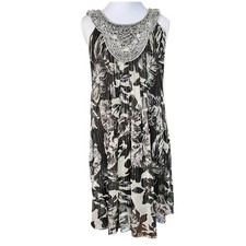 Sue Wong Silk Beaded Party Dress Black Ivory NYE Sleeveless Nocturne Size 2