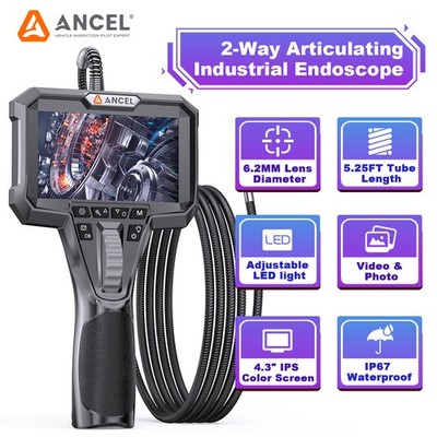 ANCEL AN301 Articulating Borescope Camera 6 2MM 5FT Cable with 4 3 Inch Screen