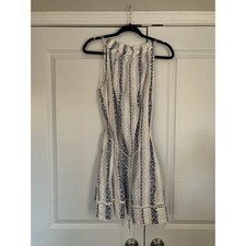 Zimmerman Tie Strap White Blue Floral Eyelet Lace Knee Leng Sundress Oversized 0
