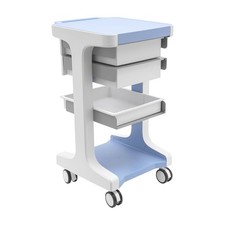 3 Tier Rolling Medical Cart with Wheels Drawers for Hospital Salon Blue