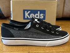 Sneakers Keds donna double up stile lana e tela nere taglia 8,5 nuove con scatola