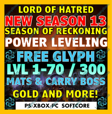  DIABLO 4 IV SEASON 13 POWER LEVELING GLYPH PIT RUN GOLD MATS RUNES PC PS XBOX