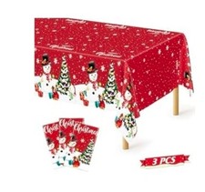 Christmas Snowman Tablecloth Set of 3 Tablecovers 54" x 108" New