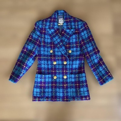 CELINE Double Breasted Jacket 38 Used Condition 71cm Length Black