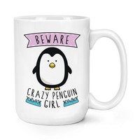 Beware VerrüCkte Pinguin MäDchen 426Ml Groß Becher Tasse - Lustig Tiere