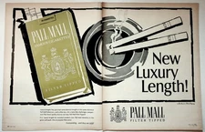 Pall Mall Filter Tipped Magazine Ad 1967 New Luxury Length Tobacco