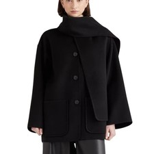 New Quince Women’s Medium Double-Faced Merino Wool Scarf Coat Winter $200 NS403