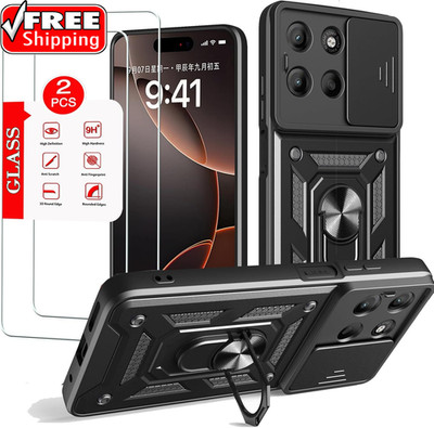 For Motorola Moto G15 Case with [2 Pack] Tempered Glass Screen Protector, for Mo