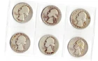 1934-1957 Washington Silver Quarter Lot of 6 – 90% Silver – 1943-S, 1947-D, 1934