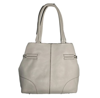 Talbots Cream Pebbled Leather Shoulder Bag Purse Roomy Boho Preppy