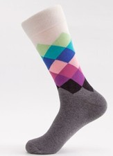 White Top Multi Check Socks Novelty Unisex 6-12 Crazy Fun SF66