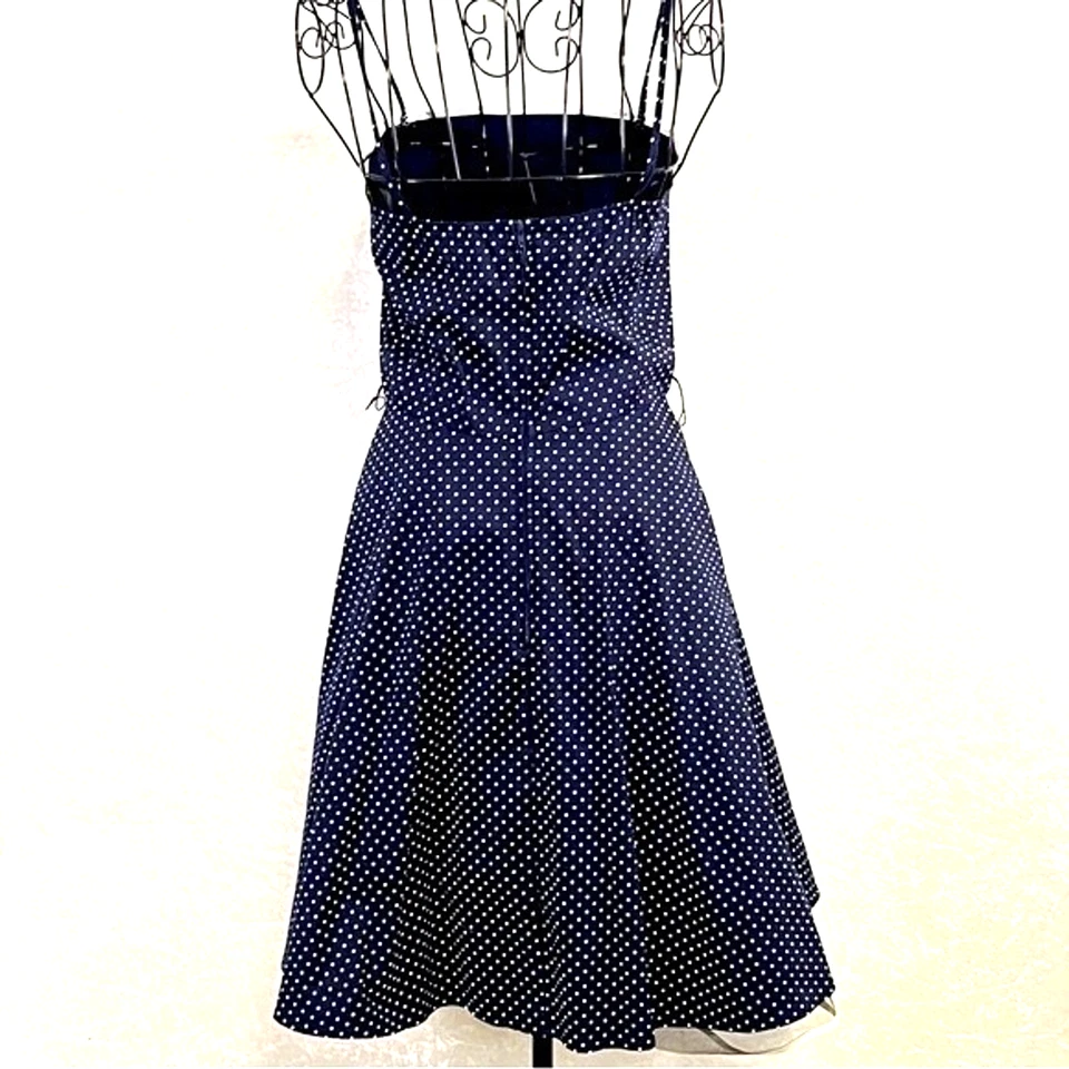 Vestido Rockabilly Retro Swing Años 50’s 60’s Mujer M Enagua Negra Azul Pockadot Foto 4 de 4