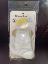 Vintage Bonnie Doon Girls White Bobby Socks Lot Of 2 Shoe Size 5.5-6.5 NEW NOS