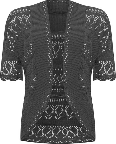 Womens Short Sleeve Crochet Knitted Cardigan Ladies Open Fornt Knit Bolero Shrug - Picture 6 of 33