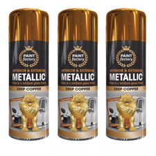 3x Spray Paint Aerosol Metallic Deep Copper Wood Metal Plastic Glass 400ml