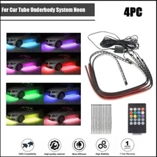 4PCS RGB 5050 LED Strip Neon Light Kit Under Car Tube Underglow Underbody System