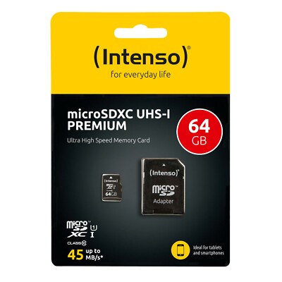 Intenso Micro SDXC 64GB Premium MicroSDXC 64 GB UHS-I 45 MB/s Class 10 OVP