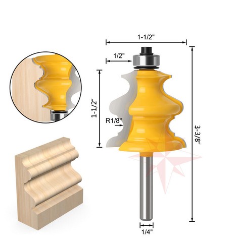 REDS Y80808-4 - 10 Piece Decorative Molding Router Bit SET 1/4" Shank - Picture 5 of 12