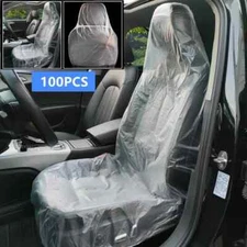 100PCS Disposable Plastic Car Seat Covers Waterproof Transparent Seat Protective