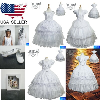 First holy Communion Dresses Girls. PaqueteS, Vestido De primera comunion, 7-24