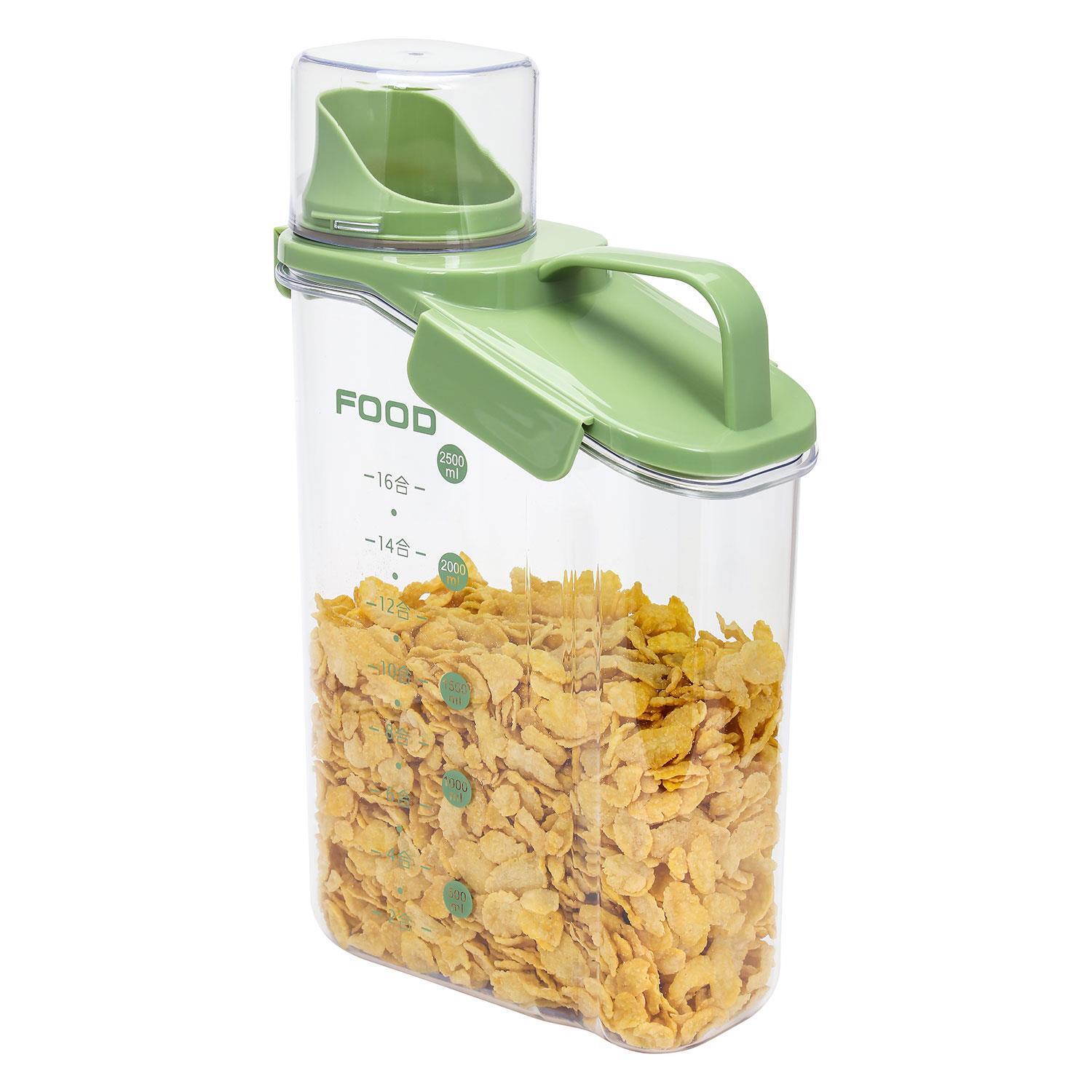 2.8L Airtight Dry Food Kitchen Rice Dispenser Container Cereal Box Storage Green