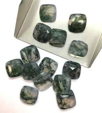 WHOLESALE NATURAL MOSS AGATE FACETED CUSHION SHAPE LOOSE GEMSTONE LOT JEWELLERY