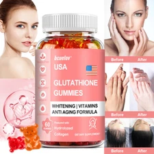 Glutathione Whitening Gummies Anti-Aging Skin Brightening Hair Nails Care 30/60