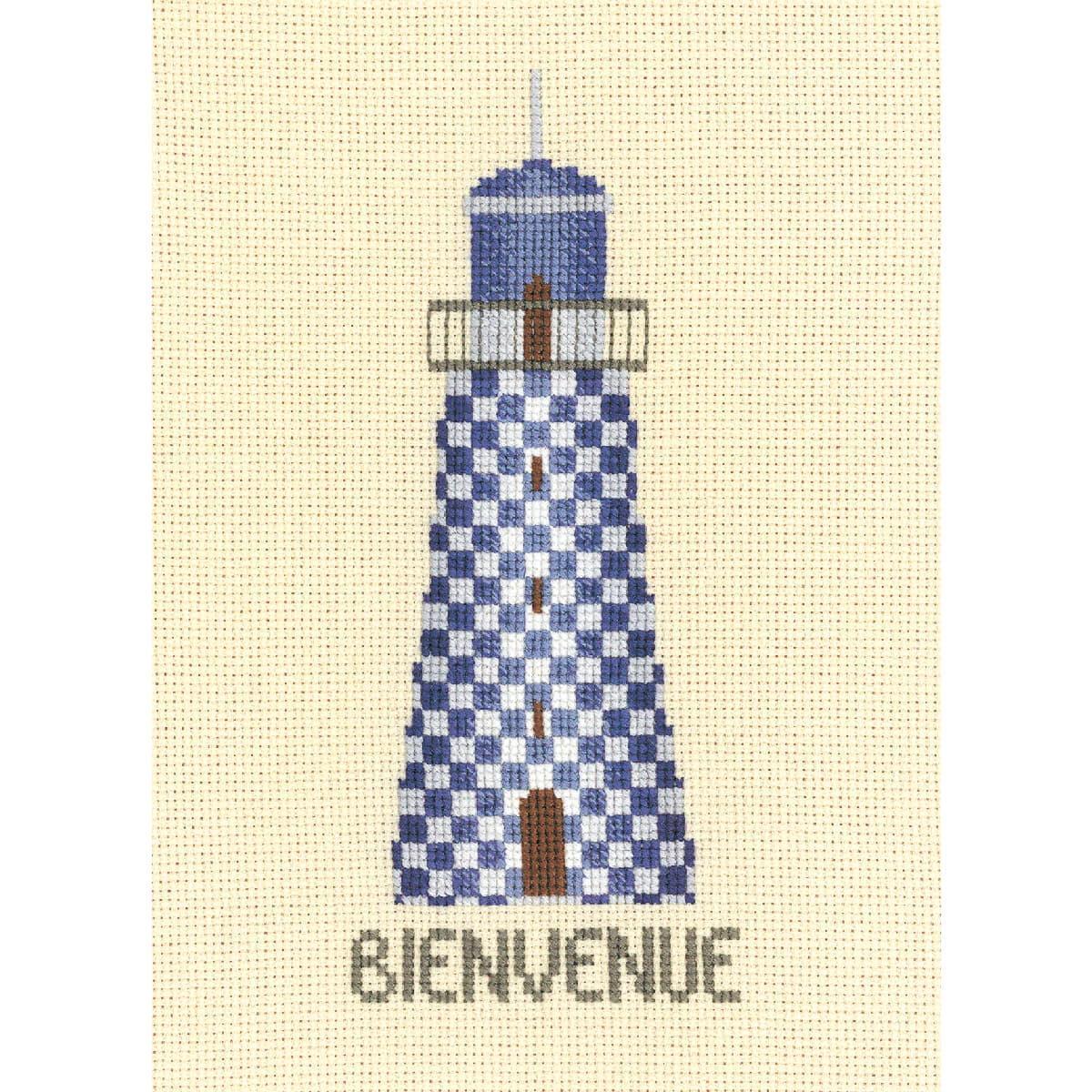 Le Bonheur des Dames counted cross stitch kit ""Blue Welcome Lighthouse"", 6x14,5c