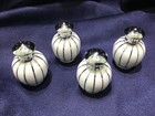 4 IRICE hand painted PORCELAIN SALT + PEPPER SHAKERS vintage SILVER & WHITE — photo 7