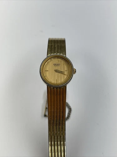 Seiko Womens Gold Tone Stainless Steel Band Watch 1E20-0069 Vintage