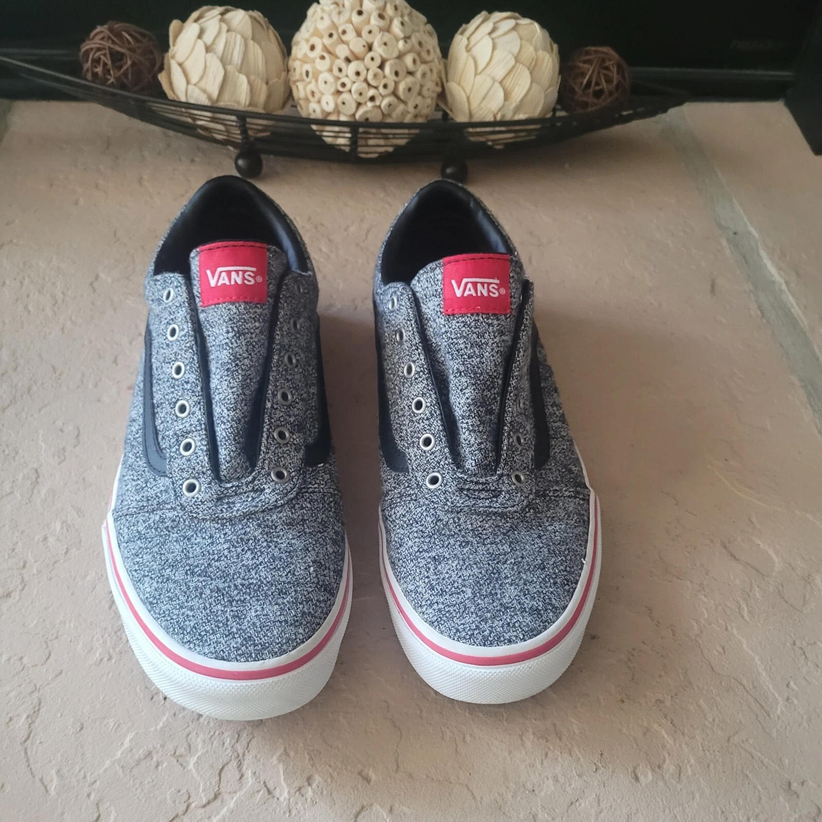 Sneakers uomo Vans Off The Wall skate grigio tela stringate slip on taglia 7