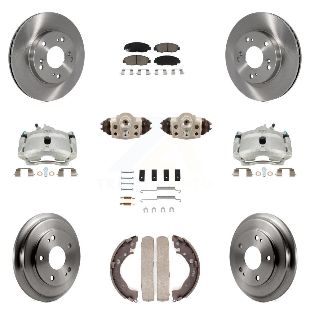 Front Rear Brake Caliper Rotor Drum Ceramic Pad Shoe Cylinder Hardware Kit