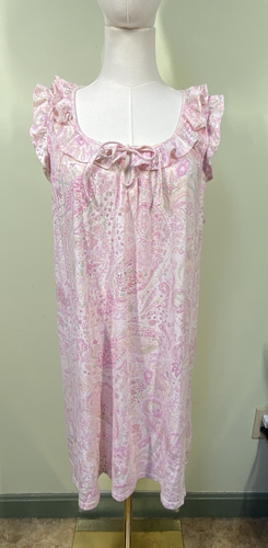 Lauren Ralph Lauren Nachthemd Damen Gr. XL rosa Paisley Blumen Rüschenärmel