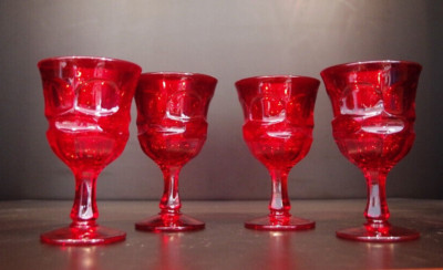 4 Fostoria HFM Argus Ruby Red Water/Wine Goblets Henry Ford Museum 6.25 
