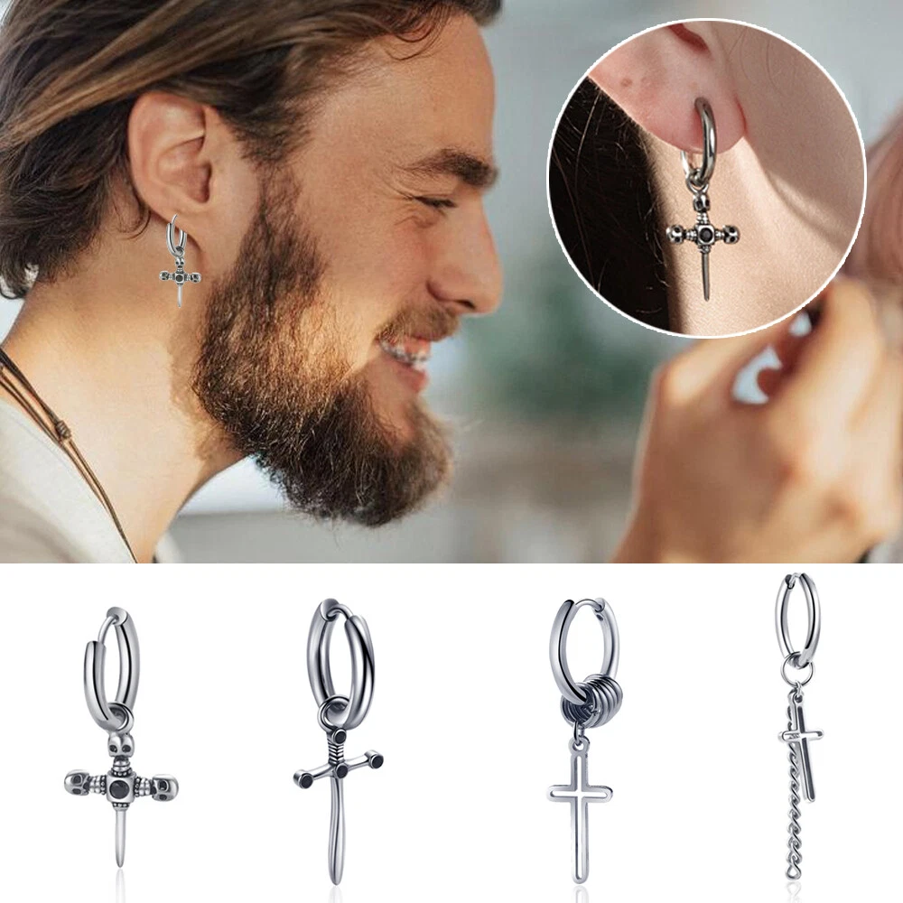 Cross chain cheap earring mens