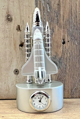 Space Shuttle Metal Desk Clock 4.5'' x 2''
