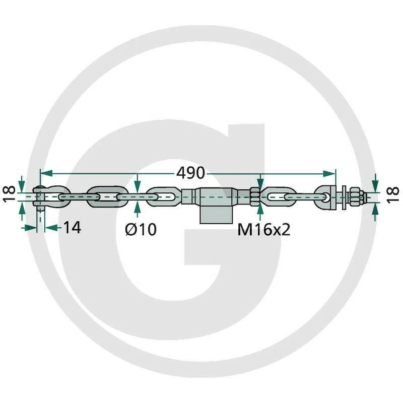 Spannschloss Unterlenker Spannkette Stabilisatorkette 480mm Stabi Dreipunkt - Bild 2 von 2