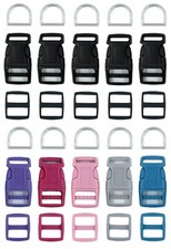 3/4 inch (20mm) 25 Dog Collar HARDWARE KITS (17 colors) buckle-slide-D ring