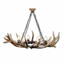 Lampadario con vere corna di cervo. Luci: 6xE14 M: 100x60x70cm 1565