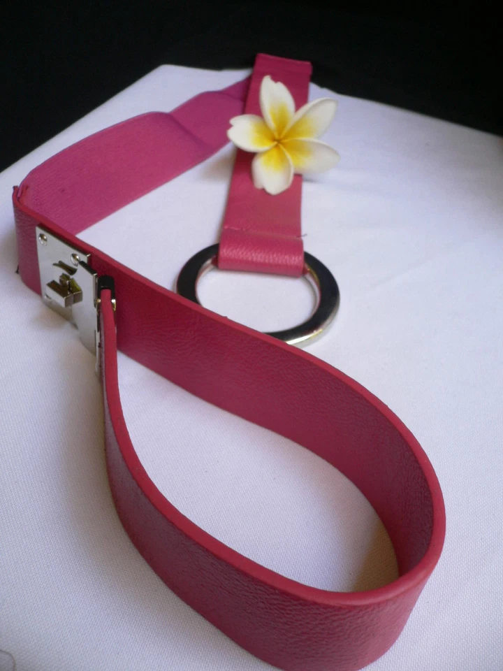 ЖЕНЩИН БЕДРА ВЫСОКАЯ ТАЛИЯ ЭЛАСТИЧНЫЙ РОЗОВЫЙ МОДНЫЙ РЕМЕНЬ СЕРЕБРЯНЫЙ МЕТАЛЛИЧЕСКИЙ КРУГЛЫЙ ПРЯЖКИ S M - Изображение 2 из 4