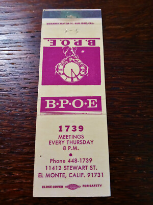 Vintage Matchcover: BPOE Elks 1739, El Monte, CA  23