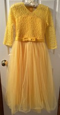 Girls Dressy Lace Dress Yellow One Size