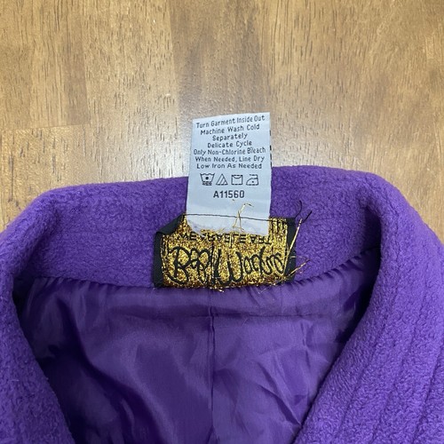 Bob Mackie fleece jacket women’s small purple wearable art boho embroidered - Picture 10 of 10