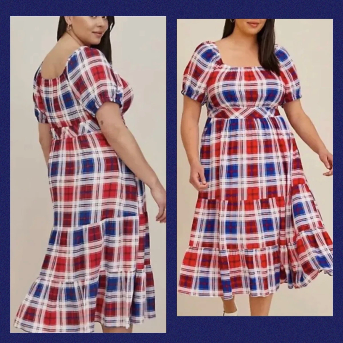 Plus size plaid dress deals