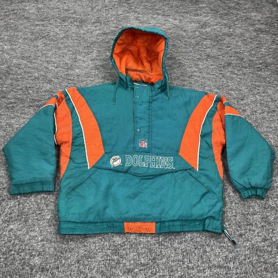 VINTAGE Miami Dolphins Jacket Mens Extra Large Kangaroo NFL