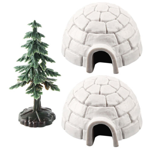 Polar Igloo Christmas Figurines Set Miniature Arctic Toy Playset Cake Topper-MT - Picture 1 of 12
